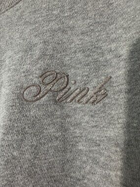 PINK Victoria's Secret Gray Crew Sweatshirt with Script Logo